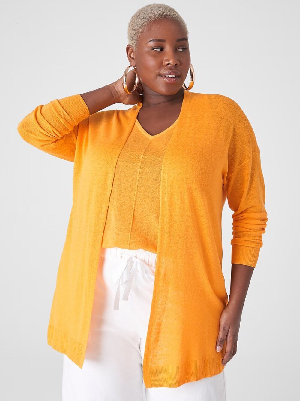NWT New Lane Bryant Open Front Linen Blend Cardigan In Citrus Size 18/20